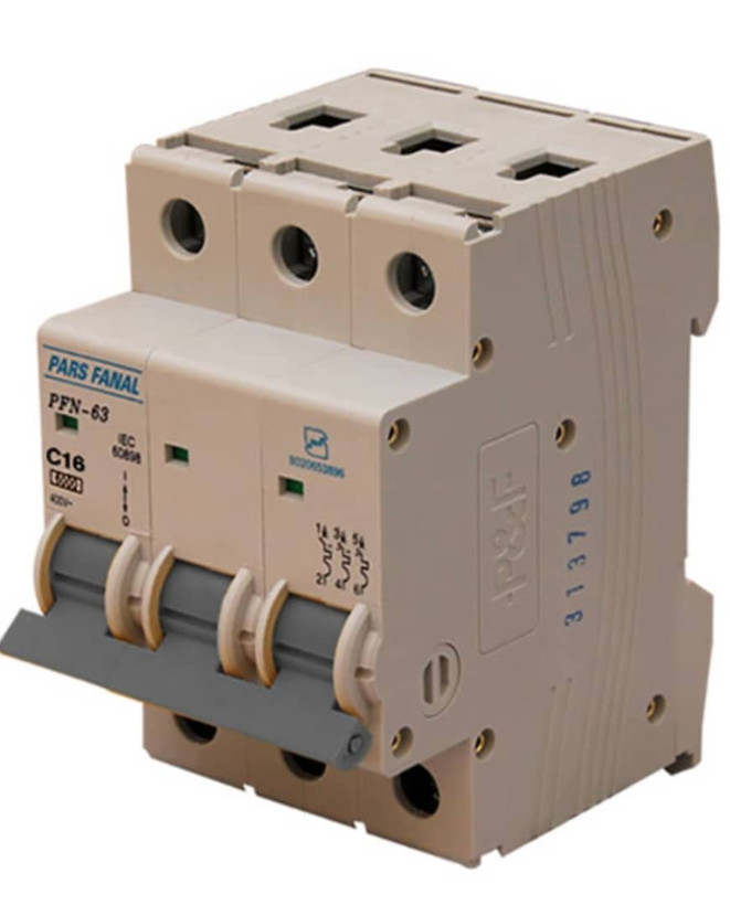 کلید مینیاتوری سه پل (6KA) 16A پارس فانال MODEL : PFN63/16A