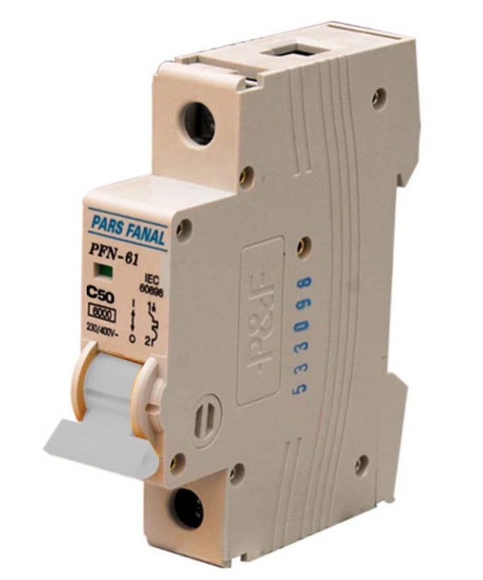 کلید مینیاتوری تک پل (6KA) 50A پارس فانال MODEL : PFN61/50A