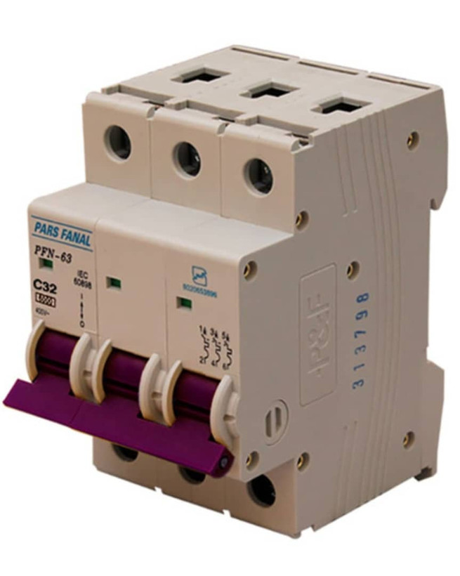کلید مینیاتوری سه پل (6KA) 32A پارس فانال MODEL : PFN63/32A