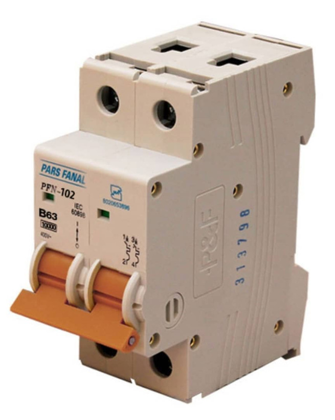 کلید مینیاتوری دو پل (6KA) 63A پارس فانال MODEL : PFN62/63A