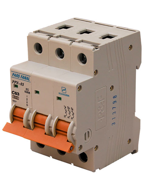 کلید مینیاتوری سه پل (6KA) 63A پارس فانال MODEL : PFN63/63A