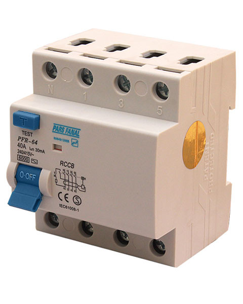 کلید محافظ جان 4 پل 40 آمپر پارس فانال MODEL : PFR-64/40A