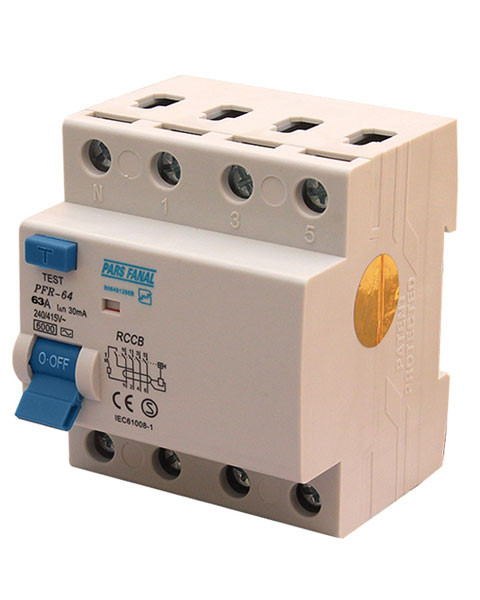 کلید محافظ جان 4 پل 63 آمپر پارس فانال MODEL : PFR-64/63A