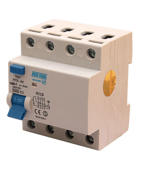 کلید محافظ جان 4 پل 100 آمپر پارس فانال MODEL : PFR-64/100A
