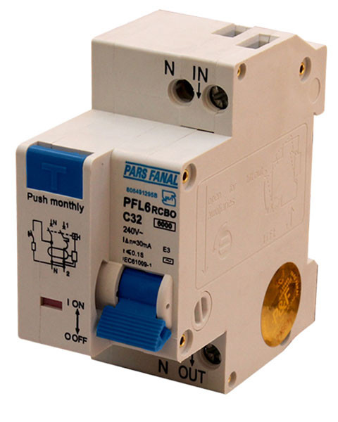 کلید محافظ جان ترکیبی الکترونیک 2 پل 32 آمپر پارس فانال MODEL : PFL6-2P/32A