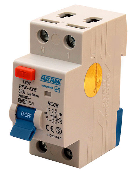 کلید محافظ جان الکترونیکی 2 پل 32 آمپر پارس فانال MODEL : PFR-62E/32A