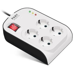 محافظ چهار خانه ارت دار با کلید آنالوگ کامپیوتر پارت الکتریک کابل 3 متری کد 8792
