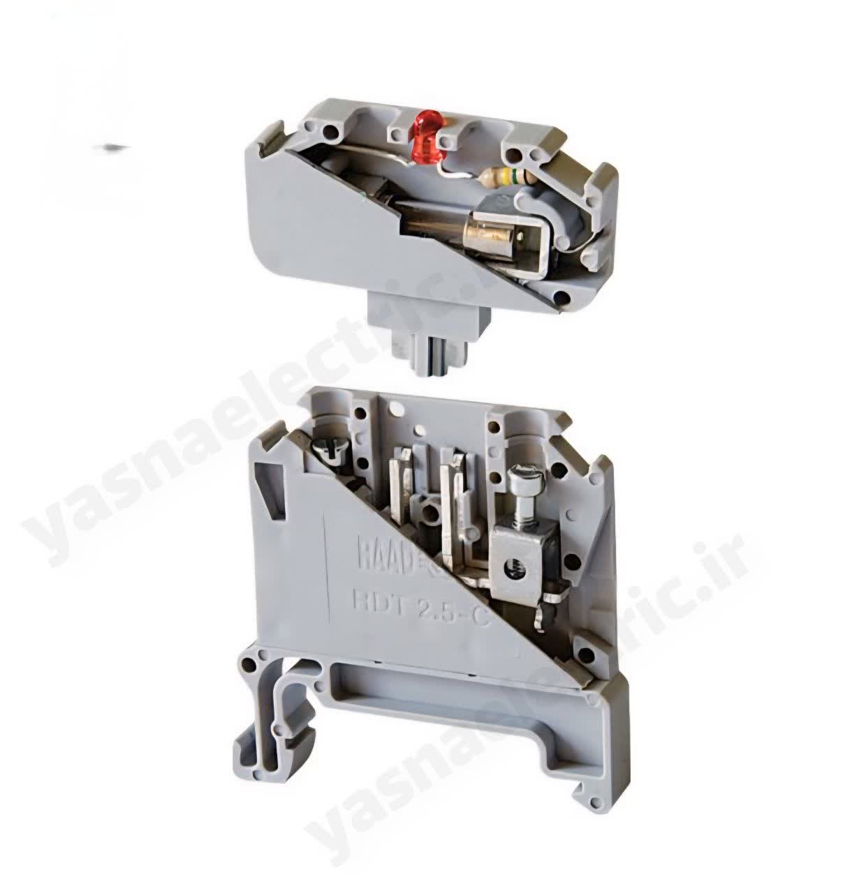 ترمینال ریلی فیوزی چراغدار 24 ولت سایز 2.5 (RDT 2.5-CFC LD)