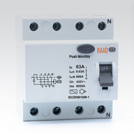 کلید محافظ جان 4 پل رعد 10 آمپر RB/RC-4P-10A-6kA