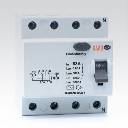 کلید محافظ جان 4 پل رعد 10 آمپر RB/RC-4P-10A-6kA